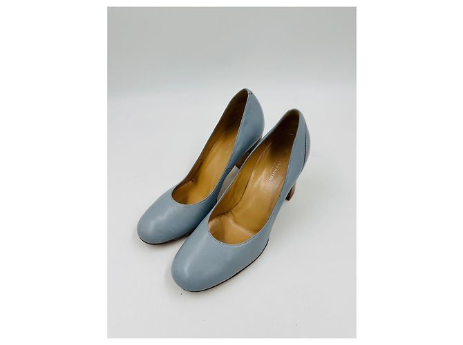 Dries Van Noten Pumps aus hellblauem Leder - Ansicht 7