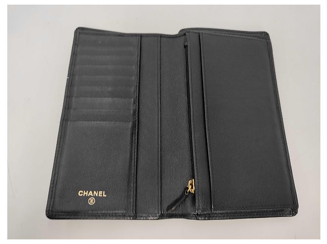 Portafoglio lungo in pelle con logo CC e zip Chanel Nero - vista 4