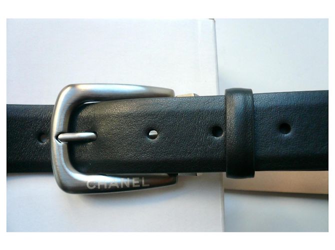 Chanel Glattleder Gürtel mit Logo-Schnalle, 95 cm Schwarz - Ansicht 7