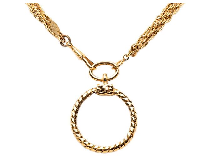 Collana Lente d'Ingrandimento Vintage Chanel 1983 D'oro - vista 3