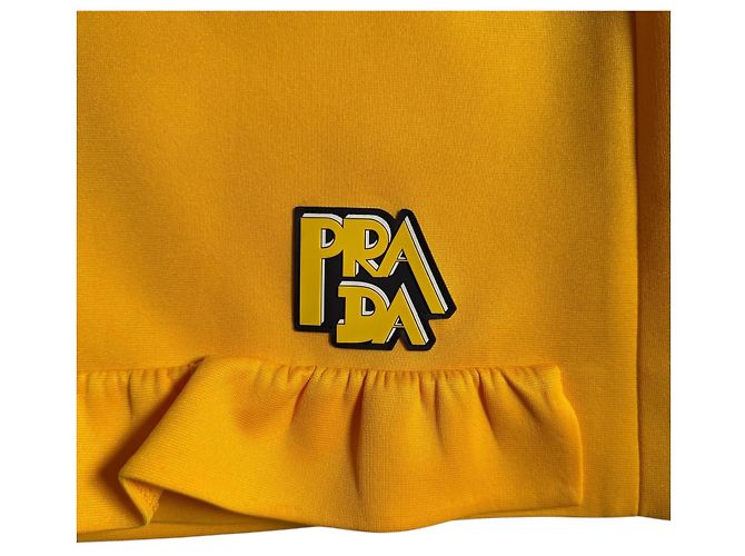 Prada Mini Falda de Nylon Amarilla Amarillo - vista 5