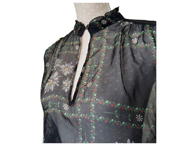 D&G Camicia in seta floreale Dolce & Gabbana Nero Bianco Rosso Verde - vista 2
