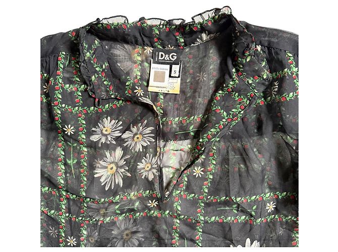 D&G Camicia in seta floreale Dolce & Gabbana Nero Bianco Rosso Verde - vista 6