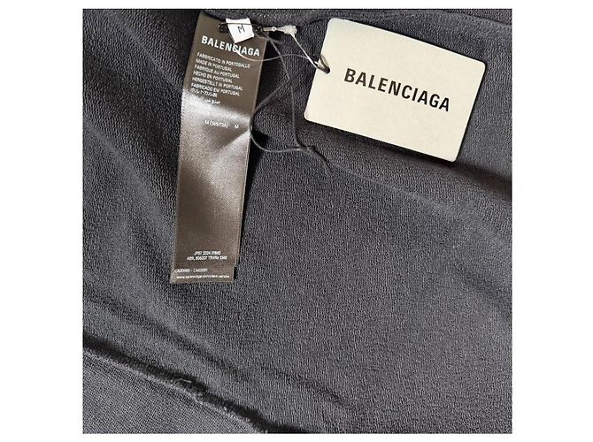 Balenciaga Weite Baumwollhose Grau mit Glitzergrafik - Ansicht 10