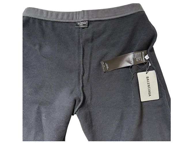 Balenciaga Weite Baumwollhose Grau mit Glitzergrafik - Ansicht 9