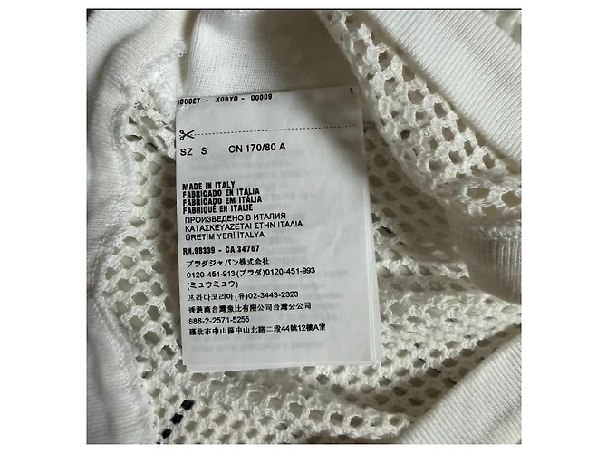Miu Miu Top Corto Elástico de Malla Blanco - vista 5