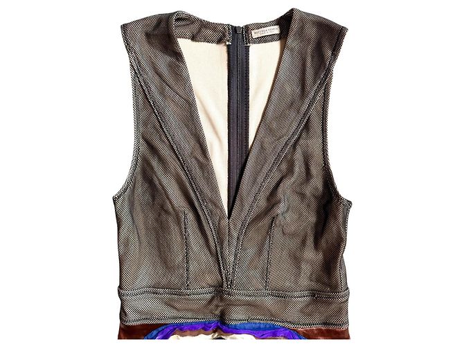 Bottega Veneta Abito in Seta Multicolore 2012 Marrone Nero Blu Beige Porpora - vista 2