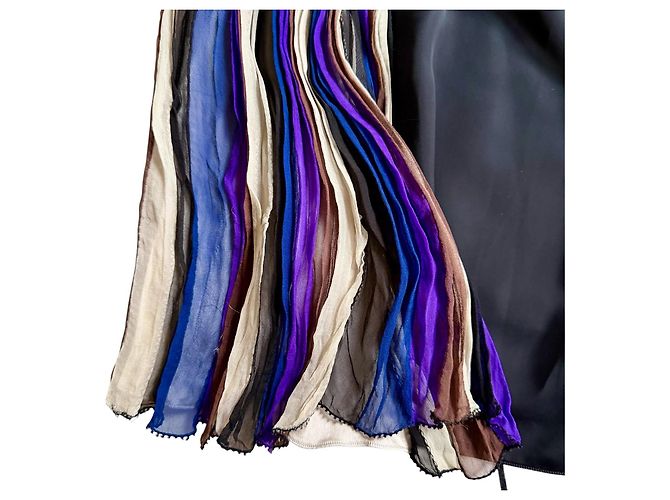 Bottega Veneta Abito in Seta Multicolore 2012 Marrone Nero Blu Beige Porpora - vista 4