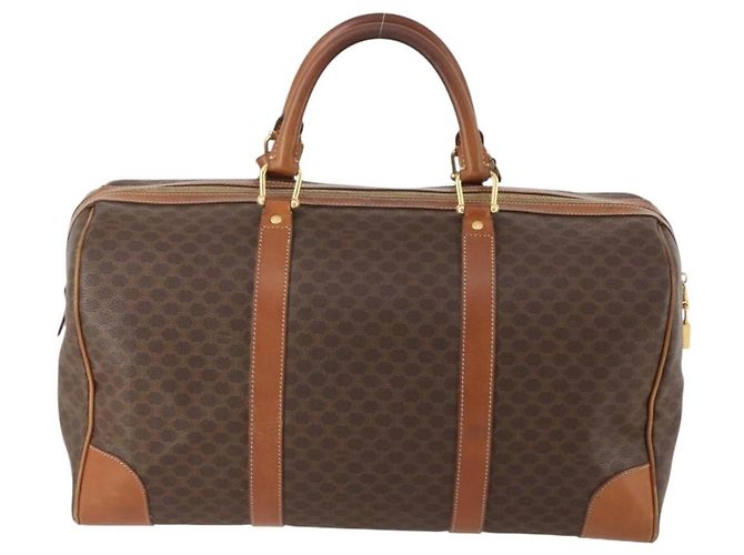 Céline Celine Vintage Macadam Boston Canvas and Leather Marron - vue 2