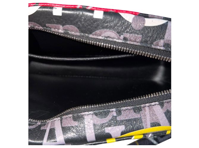 Borsa a Tracolla in Pelle Balenciaga Logo Nero Rosso Multicolore Giallo - vista 8
