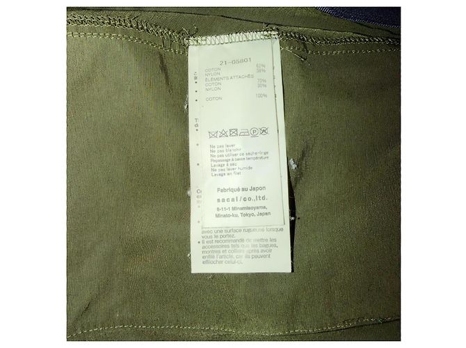 Sacai Hybrid Schwamm-Kapuzenpullover Blau Beige Grün - Ansicht 10