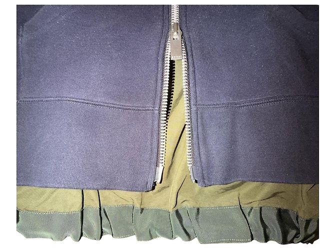 Sacai Hybrid Schwamm-Kapuzenpullover Blau Beige Grün - Ansicht 7