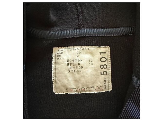 Sacai Hybrid Schwamm-Kapuzenpullover Blau Beige Grün - Ansicht 9