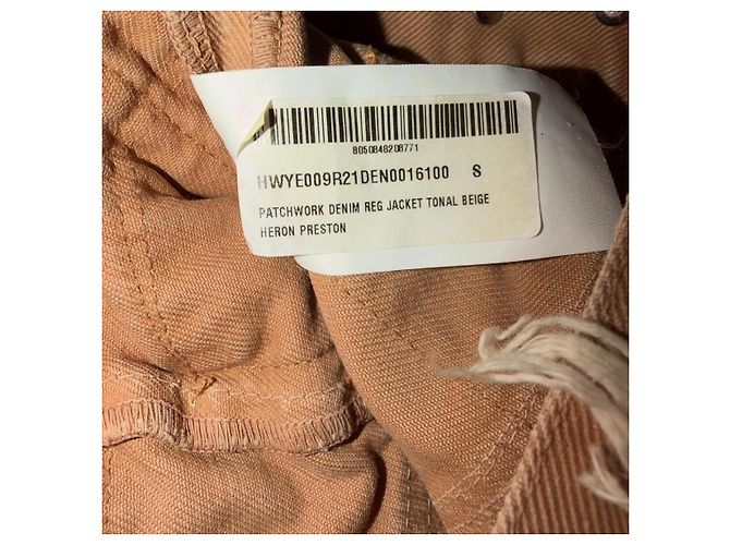 Heron Preston Patchwork Denim Jacke Beige Orange - Ansicht 10