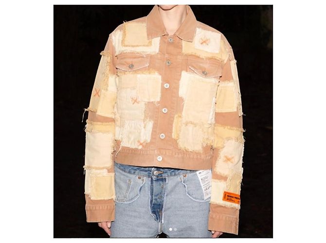 Heron Preston Patchwork Denim Jacke Beige Orange - Ansicht 2