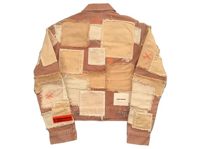 Heron Preston Patchwork Denim Jacke Beige Orange - Ansicht 3