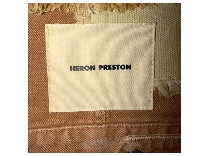 Heron Preston Patchwork Denim Jacke Beige Orange - Ansicht 4