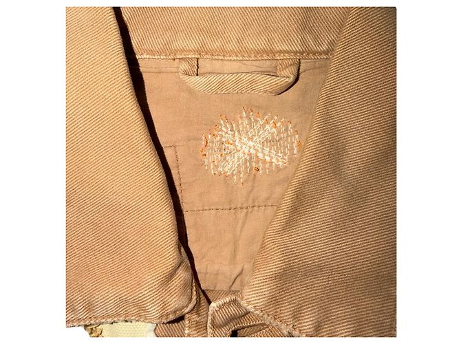 Heron Preston Patchwork Denim Jacke Beige Orange - Ansicht 5