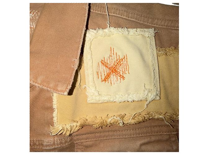 Heron Preston Patchwork Denim Jacke Beige Orange - Ansicht 6