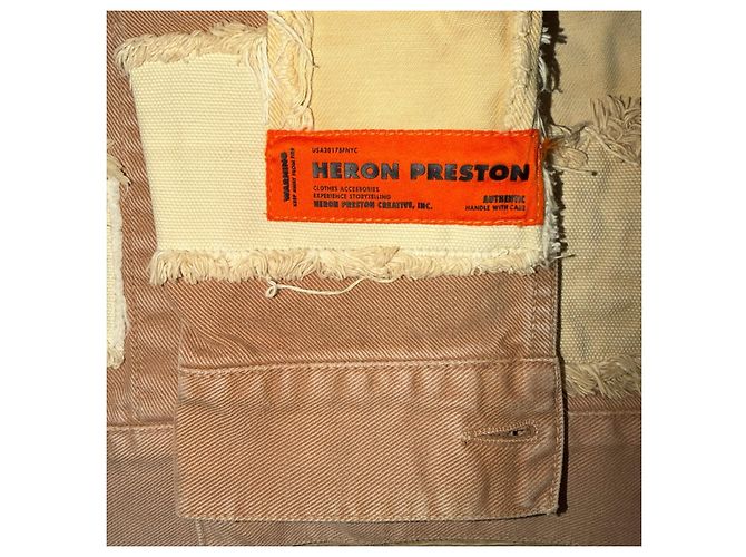 Heron Preston Patchwork Denim Jacke Beige Orange - Ansicht 8