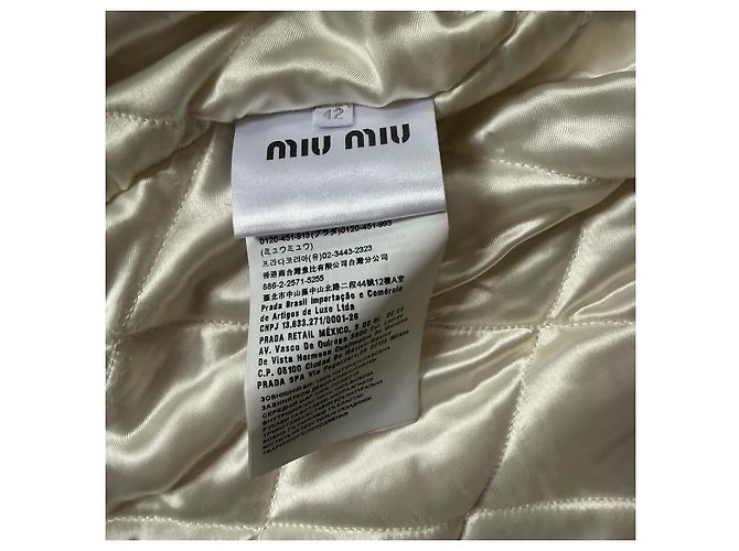 Miu Miu Giacca Varsity in Lana e Pelle Rosa Bianco - vista 7