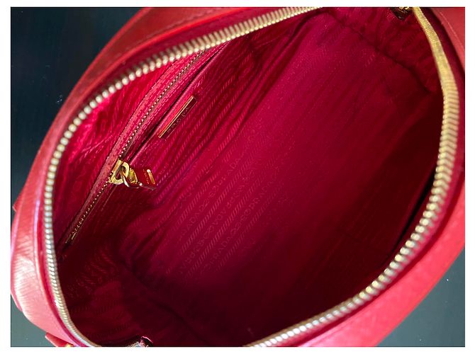 Prada Borsa a mano in pelle Saffiano Rosso - vista 11