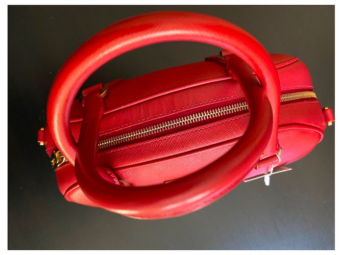 Prada Borsa a mano in pelle Saffiano Rosso - vista 12