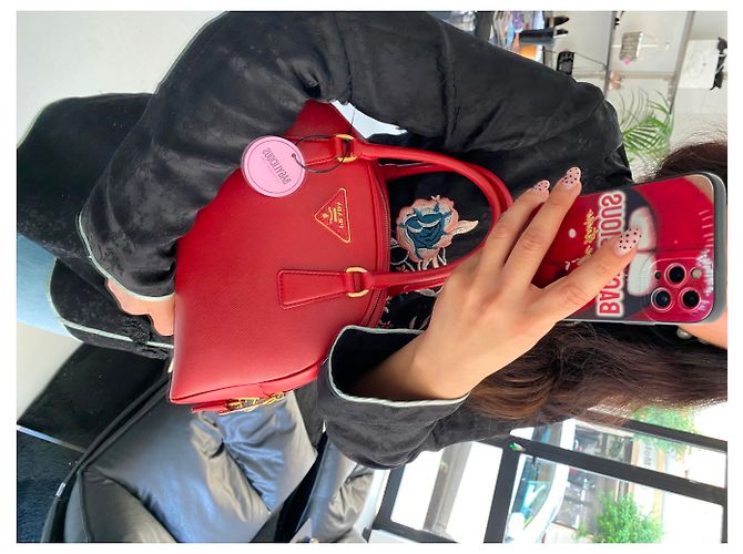 Prada Borsa a mano in pelle Saffiano Rosso - vista 3