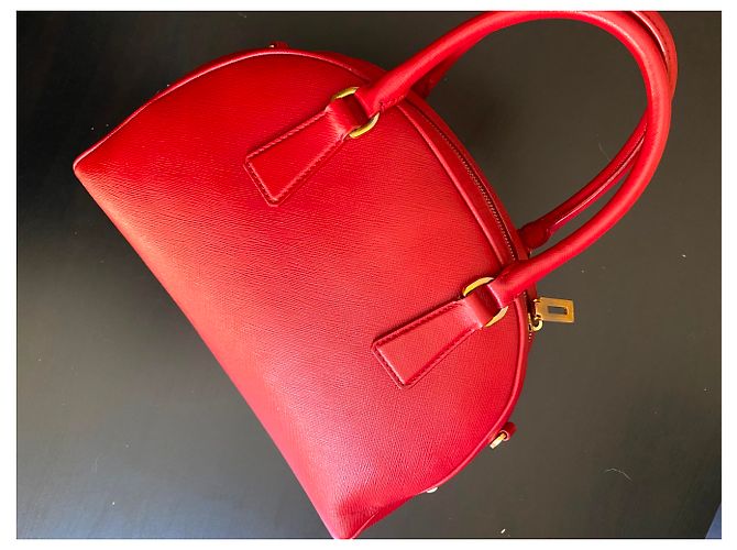 Prada Borsa a mano in pelle Saffiano Rosso - vista 6