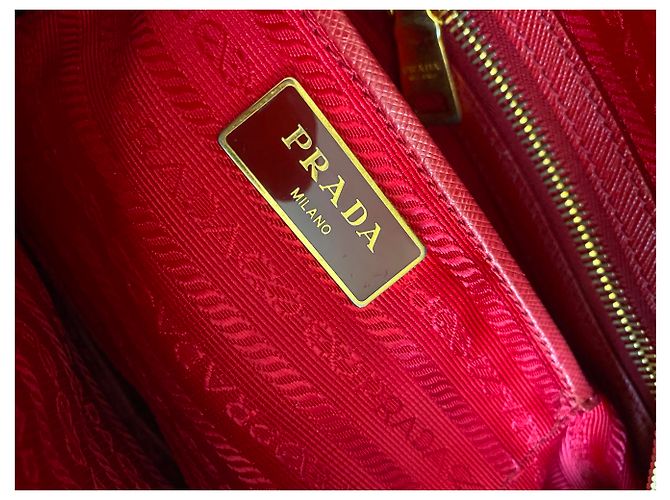 Prada Borsa a mano in pelle Saffiano Rosso - vista 8