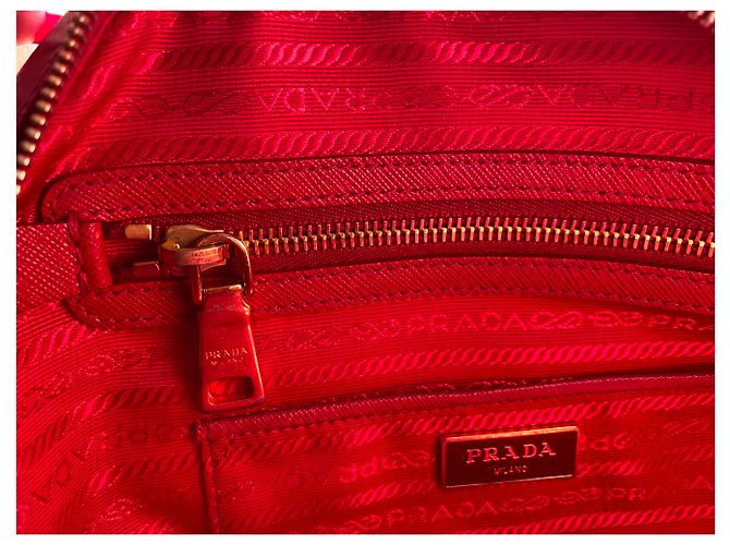 Prada Borsa a mano in pelle Saffiano Rosso - vista 9