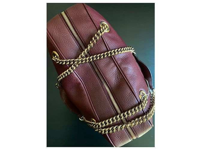 Gucci Soho Borsa a spalla in pelle Bordò - vista 14