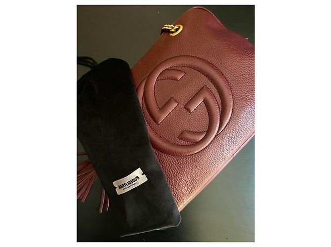 Gucci Soho Borsa a spalla in pelle Bordò - vista 15