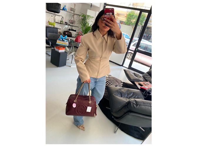 Gucci Soho Borsa a spalla in pelle Bordò - vista 7
