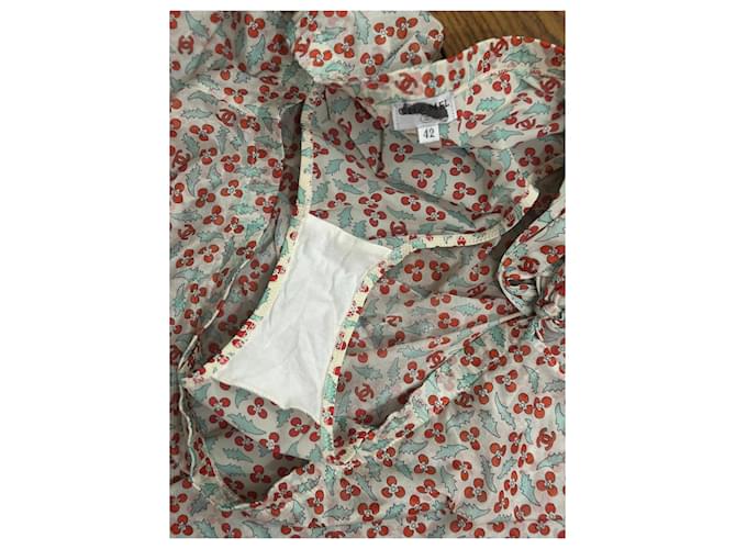 Chanel Minifalda Estampada Logo CC Blanco Roja Verde - vista 4