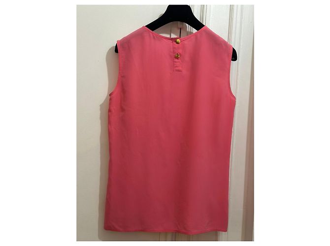 Chanel Top sin mangas de seda rosa coral - vista 2