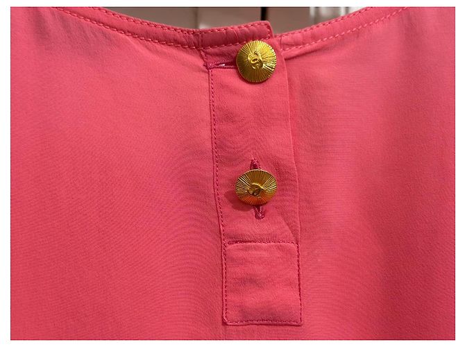 Chanel Top sin mangas de seda rosa coral - vista 3