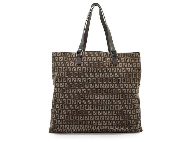 Fendi Große Zucchino Canvas Tote Schultertasche in Braun - Ansicht 2
