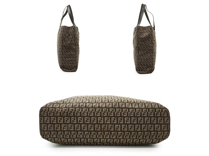 Fendi Große Zucchino Canvas Tote Schultertasche in Braun - Ansicht 3