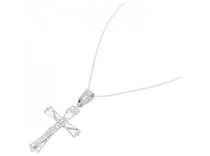 Autre Marque Collana con Croce in Oro Bianco Au750 Argento - vista 2