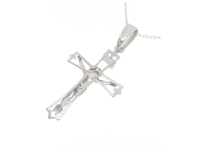 Autre Marque Collana con Croce in Oro Bianco Au750 Argento - vista 4