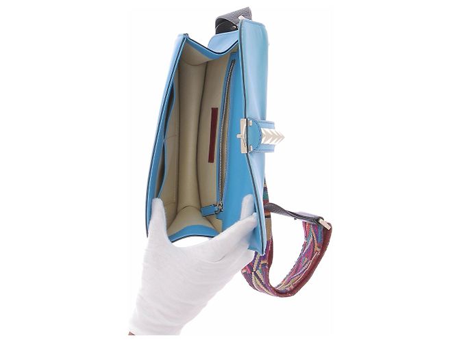 Valentino Garavani Borsa "Glam Lock" blu in pelle - vista 6