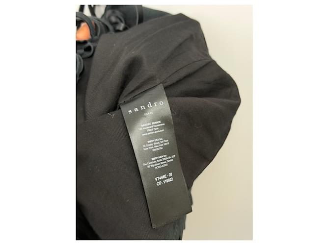Sandro Schwarze Lederjacke mit Fransen - Ansicht 6