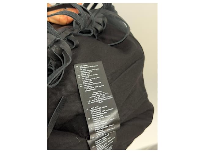 Sandro Schwarze Lederjacke mit Fransen - Ansicht 7