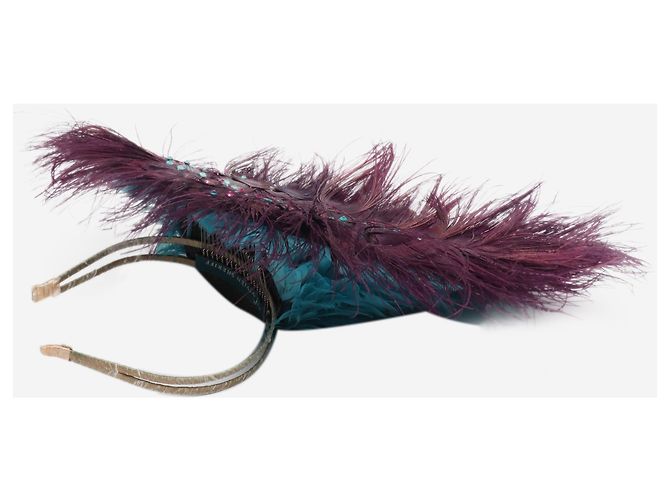 Autre Marque Fascinator con piume di pavone viola Porpora - vista 3