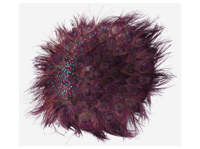 Autre Marque Fascinator con piume di pavone viola Porpora - vista 4