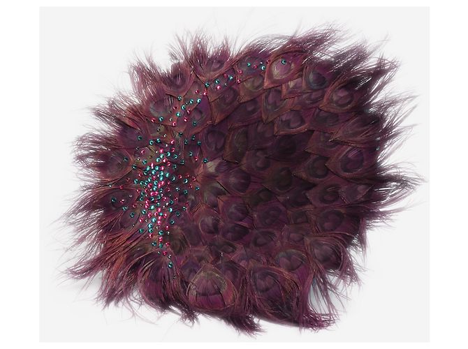 Autre Marque Fascinator con piume di pavone viola Porpora - vista 5