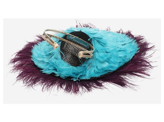 Autre Marque Fascinator con piume di pavone viola Porpora - vista 6