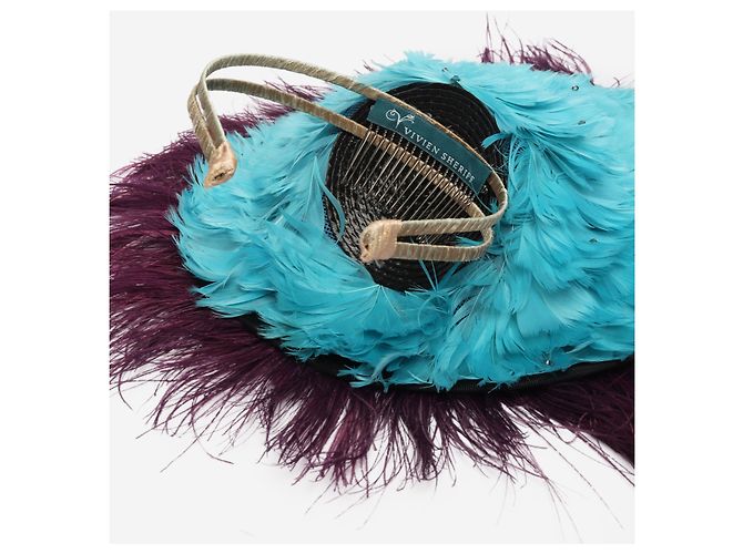 Autre Marque Fascinator con piume di pavone viola Porpora - vista 7