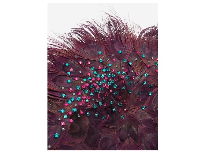 Autre Marque Fascinator con piume di pavone viola Porpora - vista 8